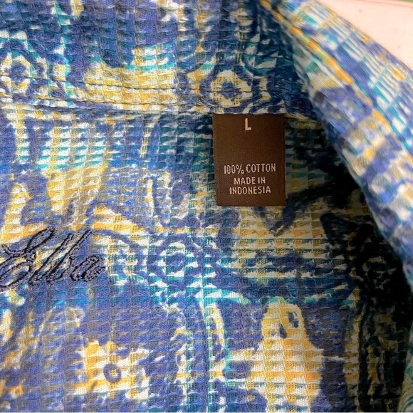 Tasso Elba Men's BLUE Short Sleeve Cotton Print Shirt Size L - Picture 5 of 7